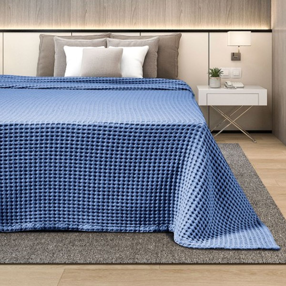 Κουβέρτα ξενοδοχείου πικέ blue