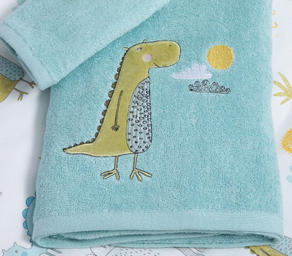 Παιδικές πετσέτες σετ 2τμχ Dino Dragon Time aqua nef nef homeware